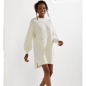 Francesca's Collections Ivory Cable Knit Sweater dress